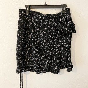 High Waist Ruffle Hem Tie Wrap Skirt Summer Casual A Line Overlap Wrap Skirt